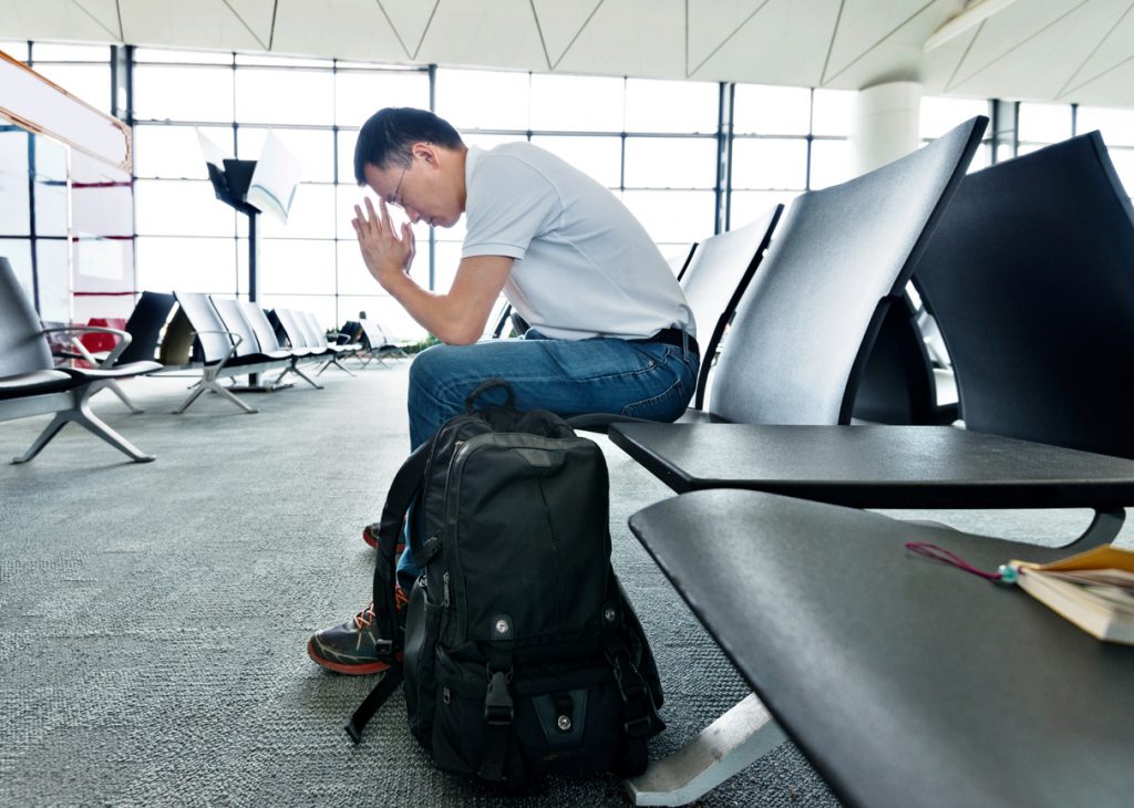Frustrated airline passenger.