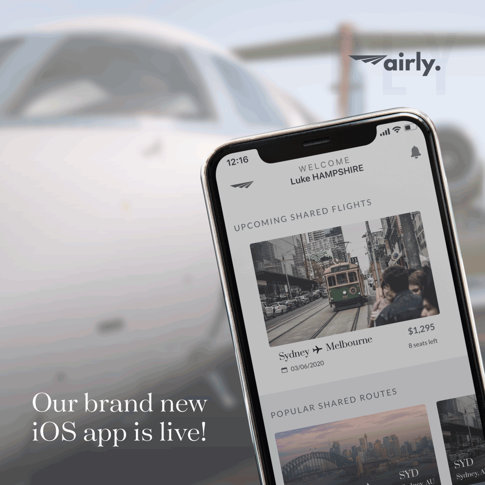 Airly iOS private jet app